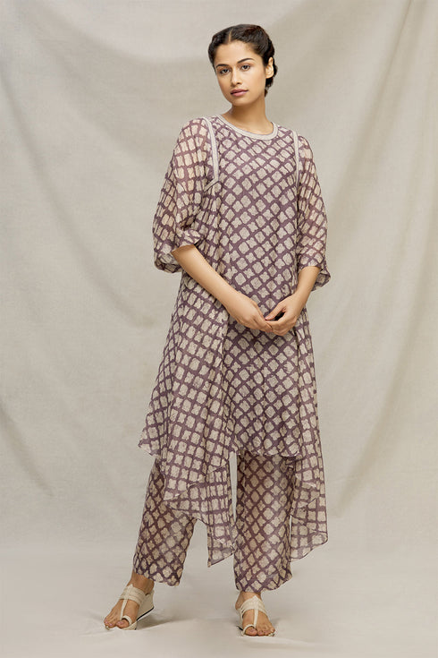Chanderi batik Co-ord set with embroidery